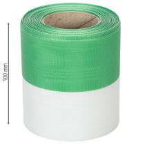 Prodotto Nastro ghirlanda moiré verde e bianco, 100 mm x 25 m - nastro nazionale, rilegatura in taffetà, nastro a fiocco, nastro decorativo