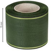 Prodotto Nastro per ghirlande verde scuro con bordo dorato, largo 75 mm e lungo 25 m - Ideale per decorazioni funebri e composizioni floreali.