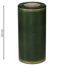 Prodotto Nastro per ghirlanda in moiré, 200 mm, verde scuro con bordo perlato e trama in taffetà - nastro decorativo per celebrazioni e composizioni floreali funebri, 25 m