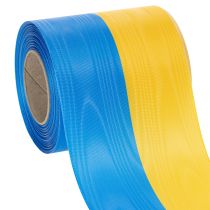 Prodotto Nastro ghirlanda moiré blu e giallo, 100 mm, nastro nazionale, nastro club, nastro decorativo, nastro da lutto festivo, acetato