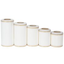 Prodotto Nastro per ghirlande in moiré bianco con bordo di perle dorate, nastro per composizioni floreali funebri, impermeabile ed ecologico.