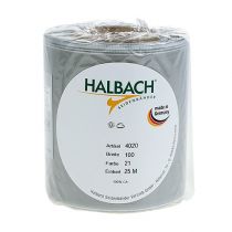 Prodotto Nastro per ghirlande in raso, argento, largo 100 mm, lungo 25 m, per corone funebri, corone commemorative e anniversari, resistente alle intemperie e compostabile