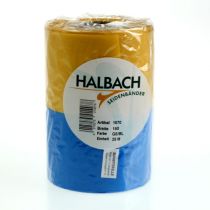 Prodotto Nastri per ghirlande Moiré da 150 mm in blu e giallo - nastro decorativo e da lutto di alta qualità, per celebrazioni, nastro a fiocco