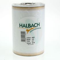 Prodotto Elegante nastro a corona moiré con bordo dorato, decorazione per matrimonio, nastro da lutto, bianco 150 mm x 25 m