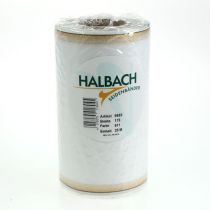 Prodotto Nastro ghirlanda moiré bianco con bordo perlato oro, 175 mm - Elegante nastro per decorazioni e fiori