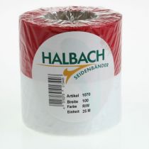 Prodotto Nastri per ghirlande moiré bianco-rossi 100 mm