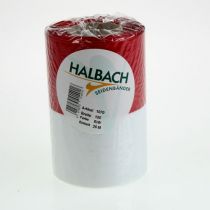 Prodotto Nastro per ghirlanda moiré, nastro da lutto bianco-rosso, nastro decorativo 150 mm, nastro commemorativo con fleur da lutto, taffetà di acetato 25 m