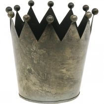 Prodotto Decorazione da tavolo in metallo grigio effetto antico con corona decorativa Ø15cm H15cm