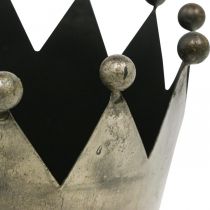 Prodotto Decorazione da tavolo in metallo grigio effetto antico con corona decorativa Ø15cm H15cm