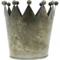 Prodotto Decorazione da tavolo in metallo grigio effetto antico con corona decorativa Ø15cm H15cm