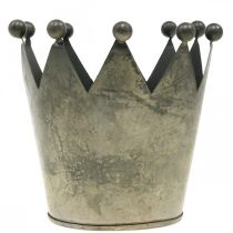 Prodotto Decorazione da tavolo in metallo grigio effetto antico con corona decorativa Ø12,5cm H12cm