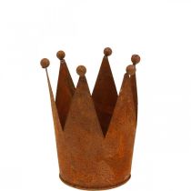 Corona in metallo, decoro ruggine per piantare, patina Ø10,5 cm H13,5 cm