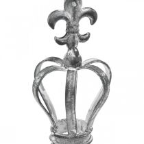 Corona decorativa a spina in metallo grigio, bianco lavato Ø6,5cm H12cm