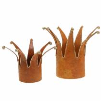 Corona effetto ruggine Gold Ø6.5 / 8.5cm 2 pezzi in un set
