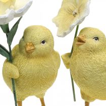Buona Pasqua pulcini, pulcini con fiori, decorazioni per la tavola di Pasqua, pulcini decorativi H11/11,5 cm, set di 2