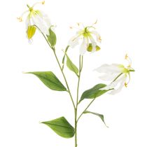 Prodotto Fiore artificiale Gloriosa, bianco e giallo, elegante ramo fiorito decorativo, 80 cm, 3 pezzi