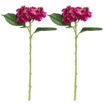 Prodotto Foglie di fiori artificiali con ramo rosa di ortensie 43 cm 2 pezzi