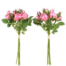 Prodotto Rose artificiali in un mazzo Fiori artificiali rosa 36cm 12pz