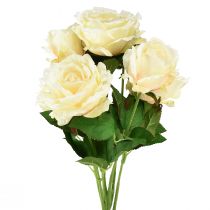 Rose artificiali Bouquet di fiori artificiali Rose Crema Giallo Pick 54 cm