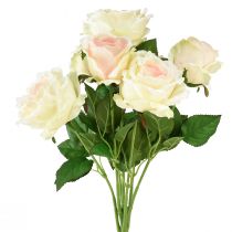 Rose artificiali Bouquet di fiori artificiali Rose Crema Rosa Pick 54 cm