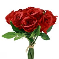 Rose artificiali in mazzo rosse 30 cm 10 pz