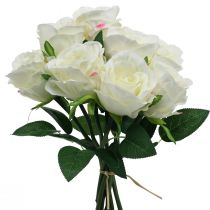Rose artificiali in mazzo bianche 30 cm 8 pezzi