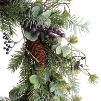 Prodotto Corona dell&#39;Avvento artificiale ghirlanda decorativa bacche viola Ø45cm
