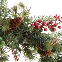 Prodotto Corona dell&#39;Avvento artificiale con bacche rosse, ghirlanda decorativa Ø45cm