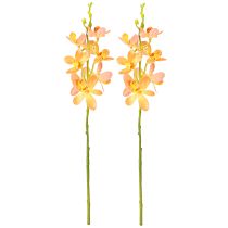 Prodotto Ramo di orchidea artificiale 8 fiori arancioni L38cm 2 pezzi