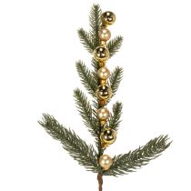 Prodotto Ramo di abete artificiale con mini palline di Natale color oro, 46 cm, 2 pezzi