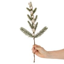 Prodotto Ramo di abete artificiale con mini palline di Natale bianche, 46 cm, 2 pezzi