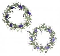 Prodotto Corona di fiori artificiali lavanda Corona di lavanda mediterranea Ø35 cm 2 pezzi