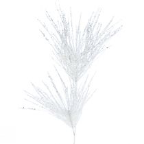 Ramo decorativo di ramo di pino artificiale bianco glitter L80cm