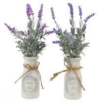 Prodotto Lavanda artificiale pianta artificiale lavanda in bottiglia per il latte 32 cm 2 pezzi