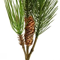 Ramo di pino artificiale con coni 3 rami verde marrone 60 cm