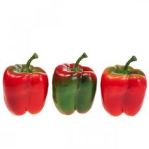 Decorazione vegetale artificiale pepe rosso verde Ø 8 cm H13 cm 3 pezzi