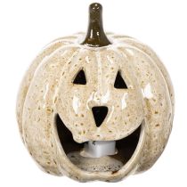 Prodotto Zucca decorativa in ceramica con LED e faccina sorridente, 13 cm
