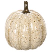 Prodotto Zucca decorativa in ceramica con LED e faccina sorridente, 13 cm