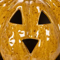 Prodotto Zucca in ceramica con viso, decorazione a LED, Halloween, 19 cm