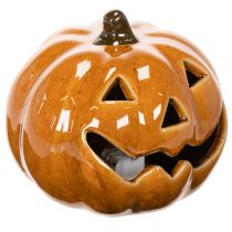 Prodotto Zucca in ceramica con LED, decorazione di Halloween, piccola, 10 cm