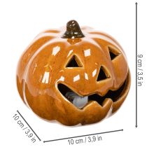 Prodotto Zucca in ceramica con LED, decorazione di Halloween, piccola, 10 cm