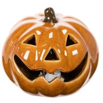 Prodotto Zucca in ceramica con LED, decorazione di Halloween, piccola, 10 cm