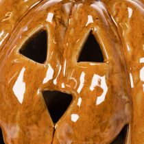 Prodotto Zucca decorativa di Halloween in ceramica con LED, 15 cm
