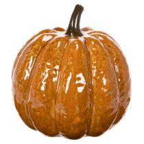 Prodotto Zucca decorativa di Halloween in ceramica con LED, 15 cm
