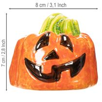 Prodotto Statuetta decorativa in ceramica a forma di zucca per l'autunno e Halloween, 8 cm