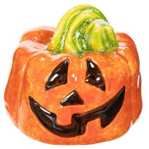 Prodotto Statuetta decorativa in ceramica a forma di zucca per l'autunno e Halloween, 8 cm