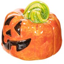 Prodotto Statuetta decorativa in ceramica a forma di zucca per l'autunno e Halloween, 8 cm
