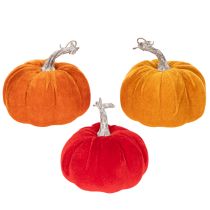 Prodotto Zucca in tessuto come decorazione da tavola, decorazione autunnale, 13 cm, 3 pezzi