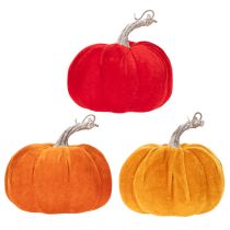 Prodotto Zucca in tessuto come decorazione da tavola, decorazione autunnale, 13 cm, 3 pezzi