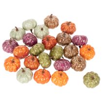 Prodotto Set di mini decorazioni a forma di zucca, decorazioni autunnali e di Halloween, colori assortiti, 4 cm, 24 pezzi